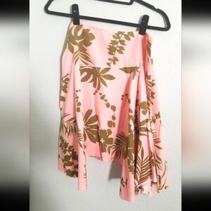 Roxy Pink Mini Skirt with Olive Green Tropical Print